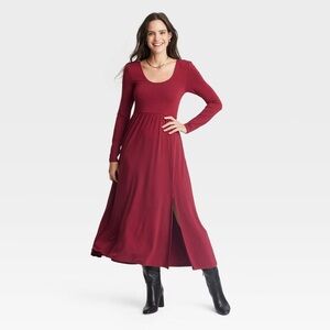 a new day burgundy Long Sleeve Dress size L